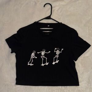 Black Skeleton Skateboard T-Shirt